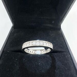 Moissanite Band Channel Set Eternity Ring Wedding Anniversary GRA 18K 925